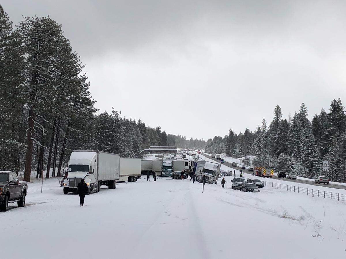 Multiple crashes closed down I-84 on Monday in Eastern Oregon.