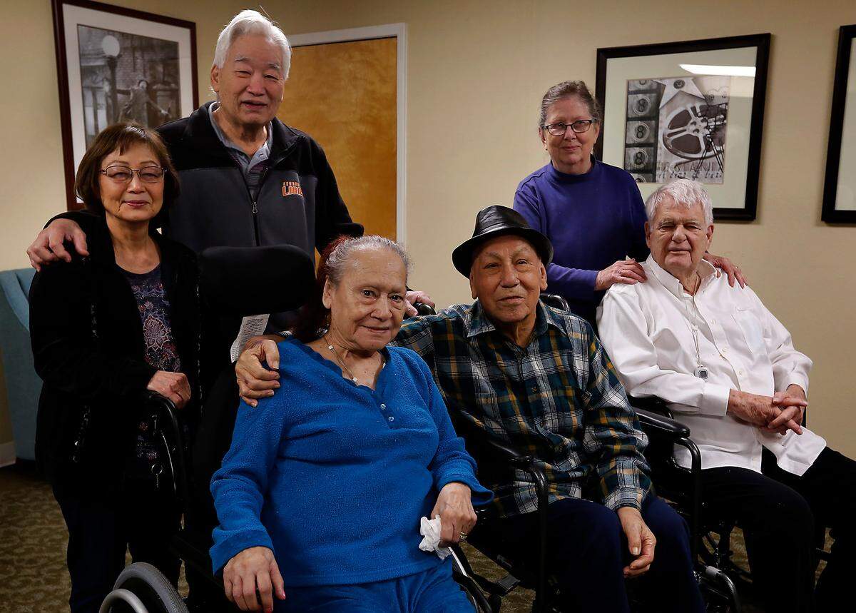 These three couples, that all reside at the Brookdale Richland assisted living facility on George Washington Way, respesent a combined total of 186 years marriage. From left, they are: Lee and Gerry Soto (54 years), Molly and Chico Gutierrez (70 years) and Maggie and Jack Brown (62 years).
