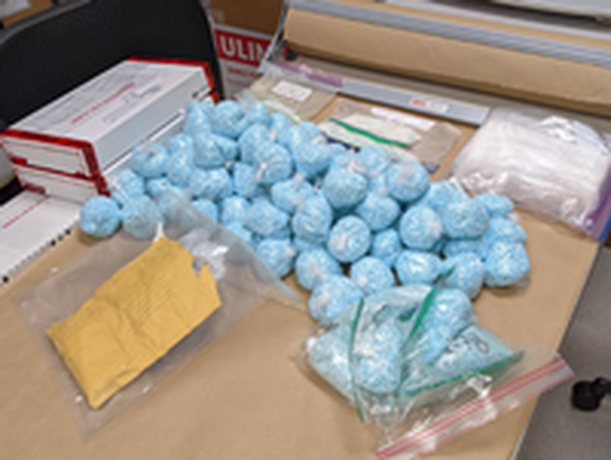 Blue fentanyl pills were among about 100,000 fentanyl pills seized in December 2022 from a Tri-Cities area drug trafficking operation.