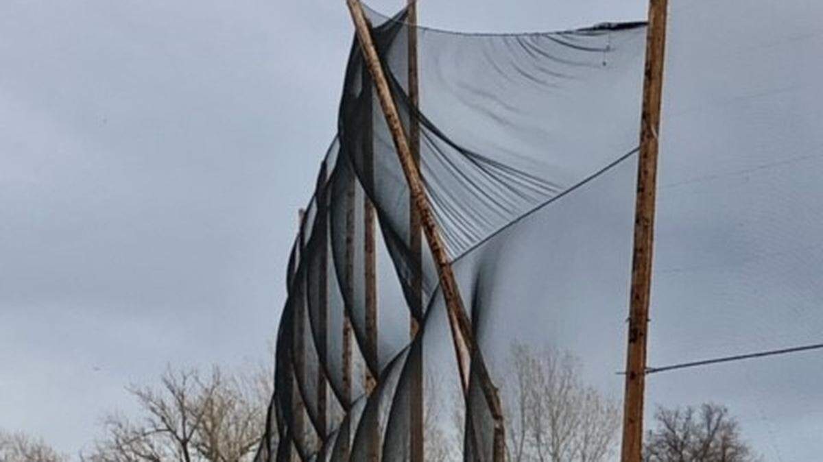 High winds snapped a pole at the Columbia Park Golf Tri-Plex driving range, closing Columbia Park Trail.