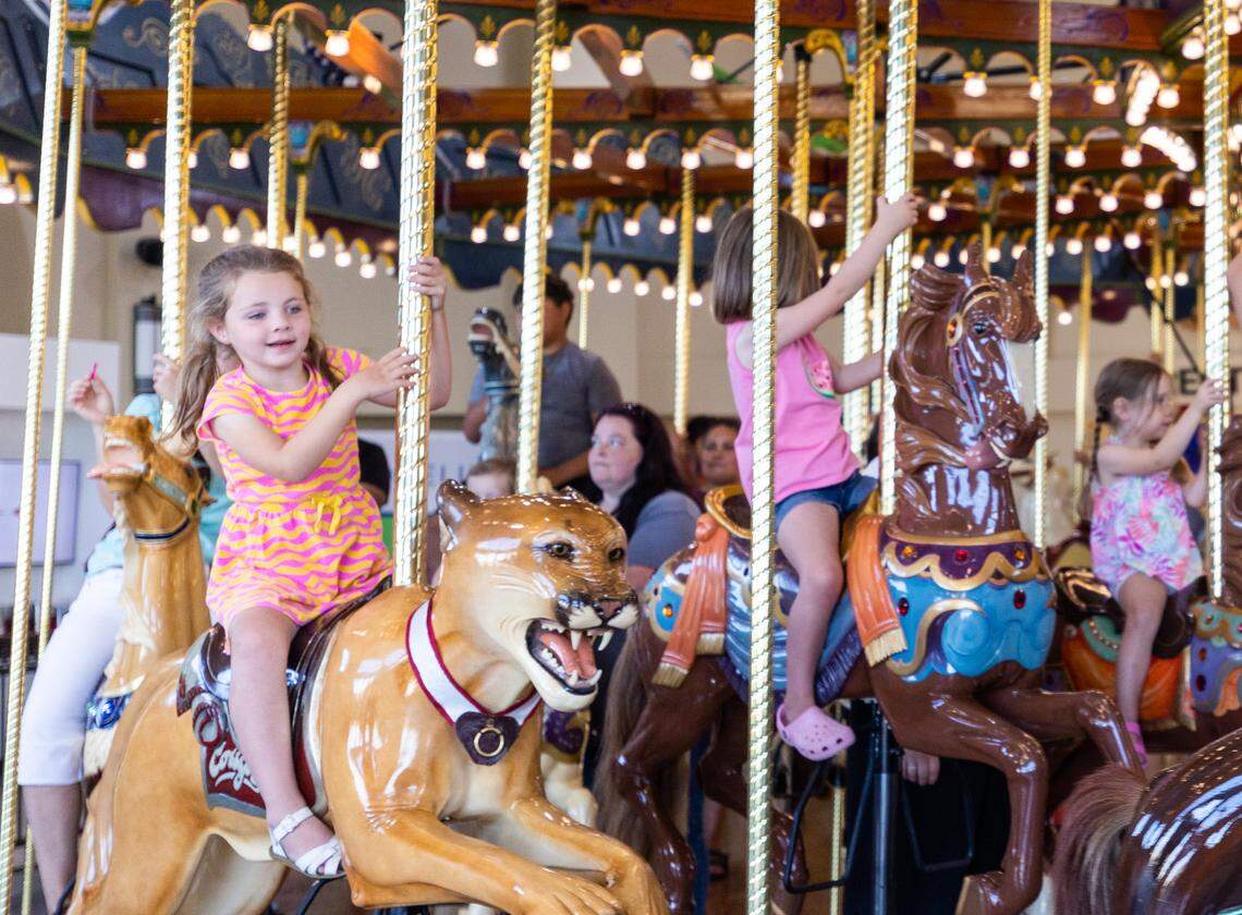 Kids enjoyed the ride at Gesa Carousel of Dreams at National Night Out 2023 in Kennewick.