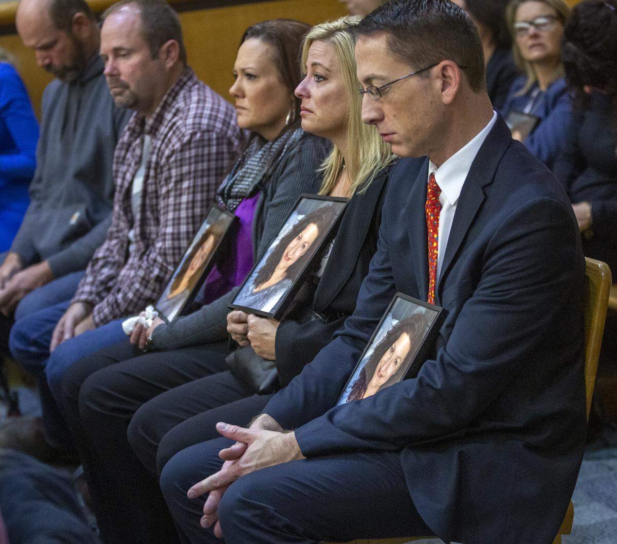 Friends and family of Alisa Brewer fill one side of the courtroom in Benton County Superior Court during the sentencing of her killer, William “Will” Lee. He previously pleaded guilty to the murder of his former co-worker.