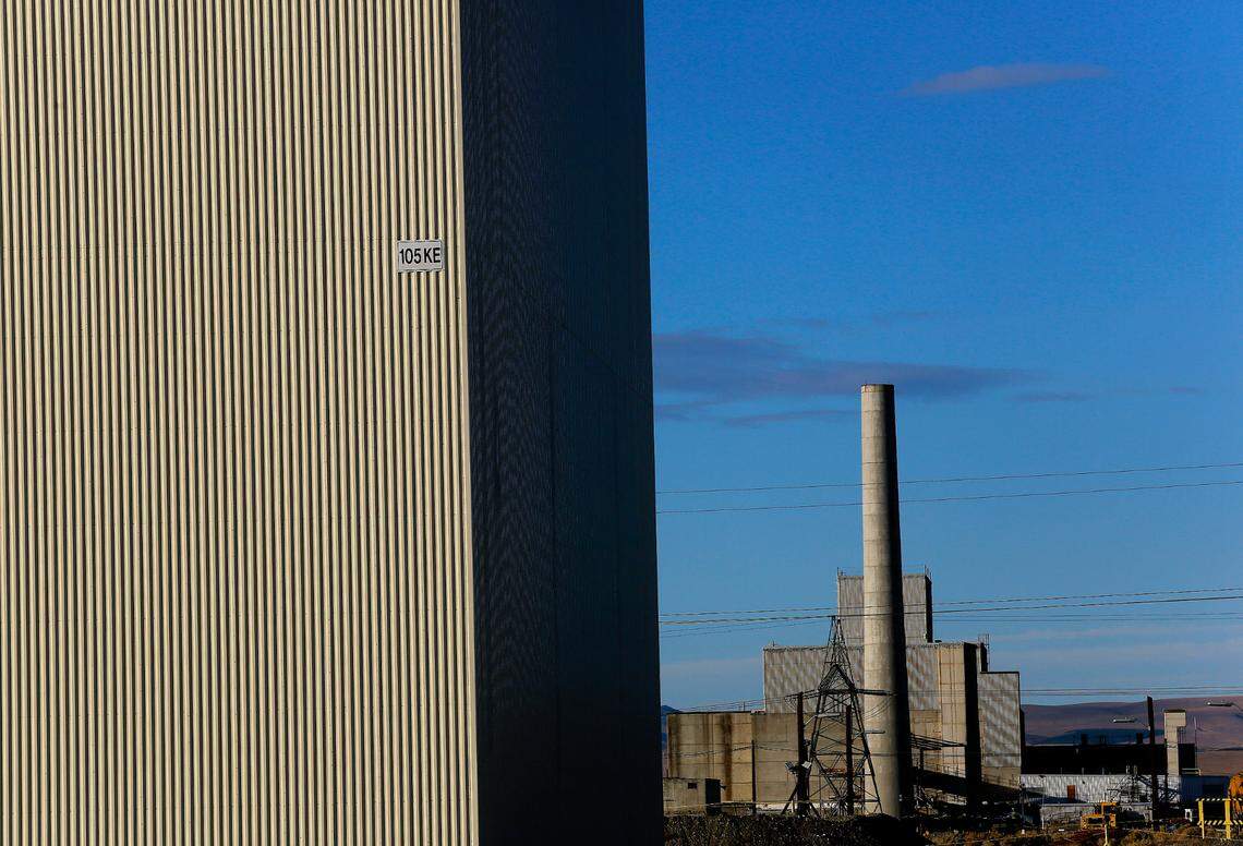 The K East Reactor at the Hanford Site is the seventh former reactor to be cocooned. The K West Reactor, the last former reactor that will be cocooned, is seen at right.