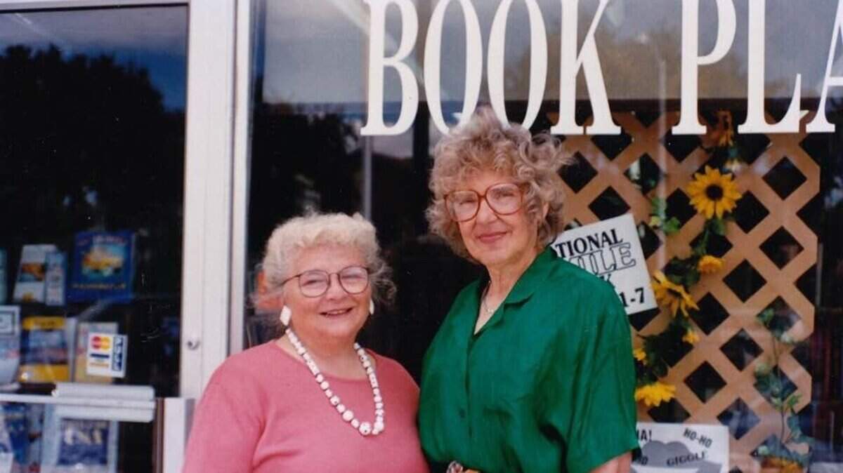 Phyllis Bowersock, left, and Shirley Miller, stand in front of The Book Place in Richland. They co-owned the bookstore.
