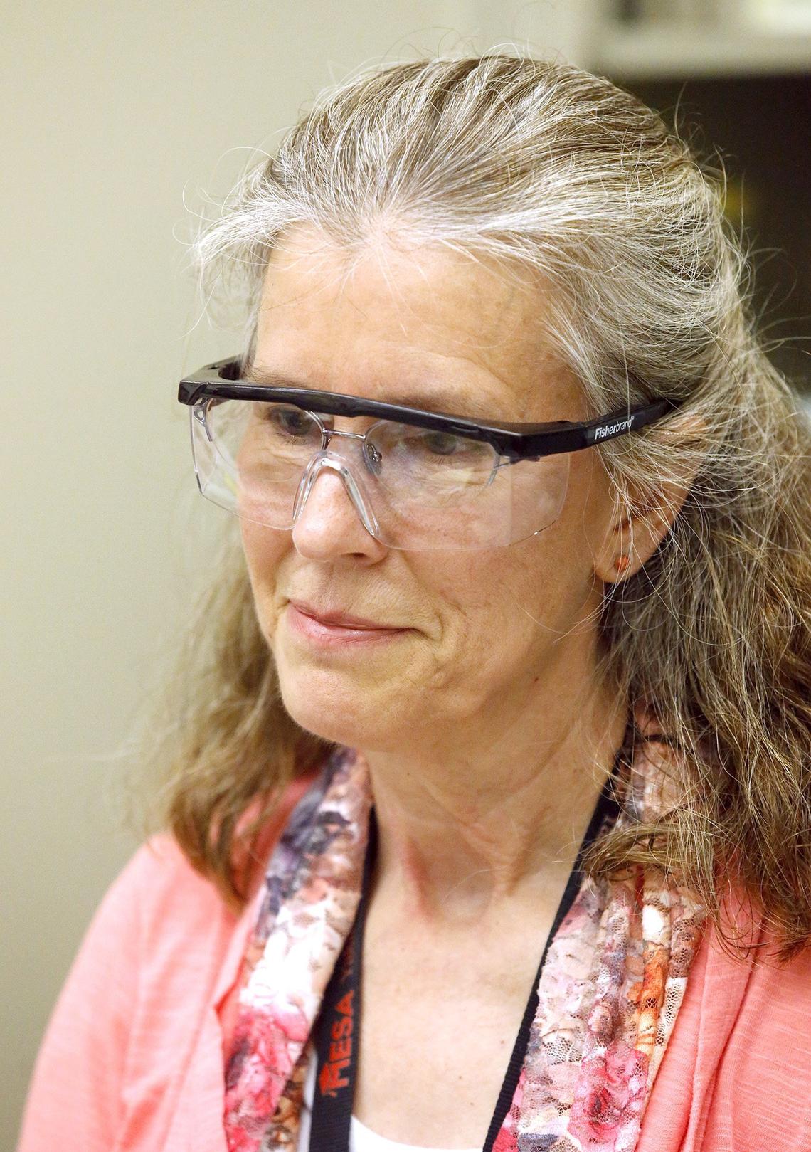 Sandra Fiskum, PNNL senior research scientist, was part of vitrification demonstration.