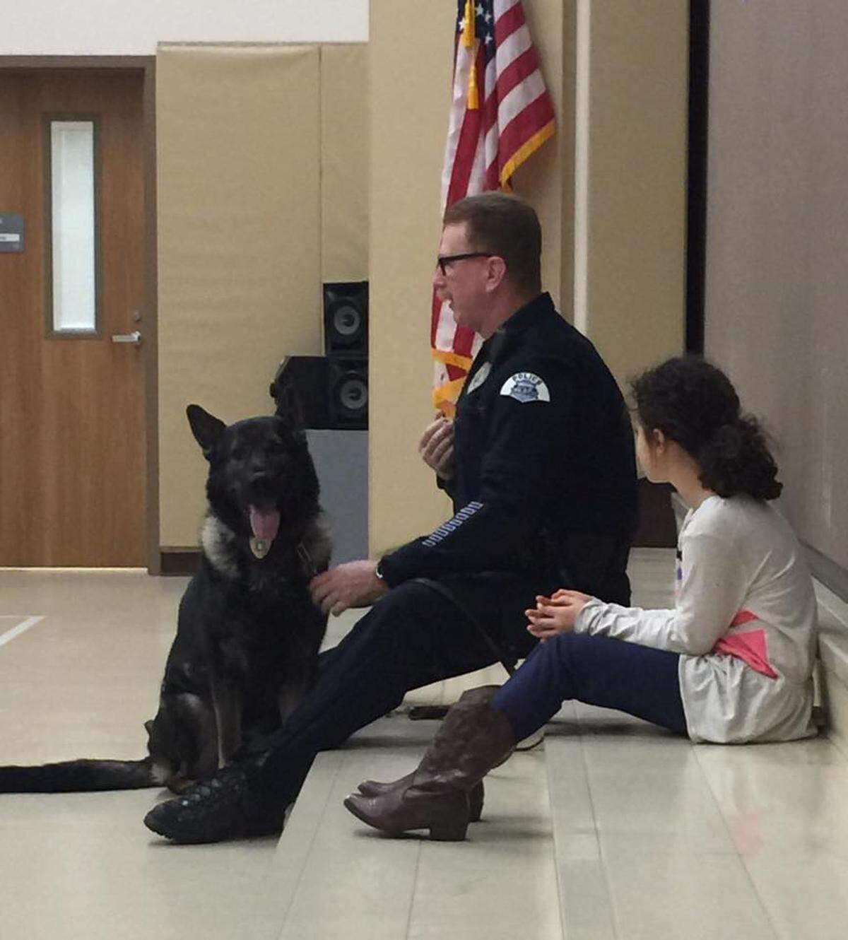 Pasco K9 HAPO and Officer Bob Harris were at McClintock Elementary School in 2017 to visit third-grade classes.