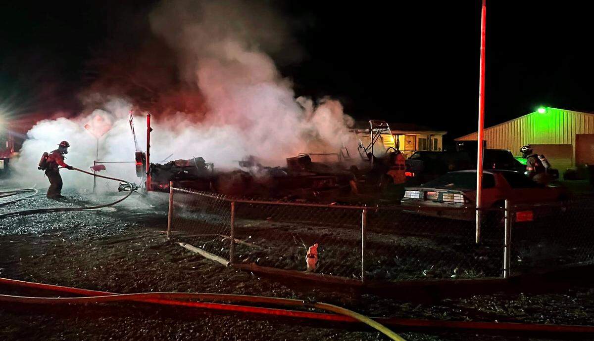 A woman was burned in an early morning explosion and fire in the Finley area Friday.