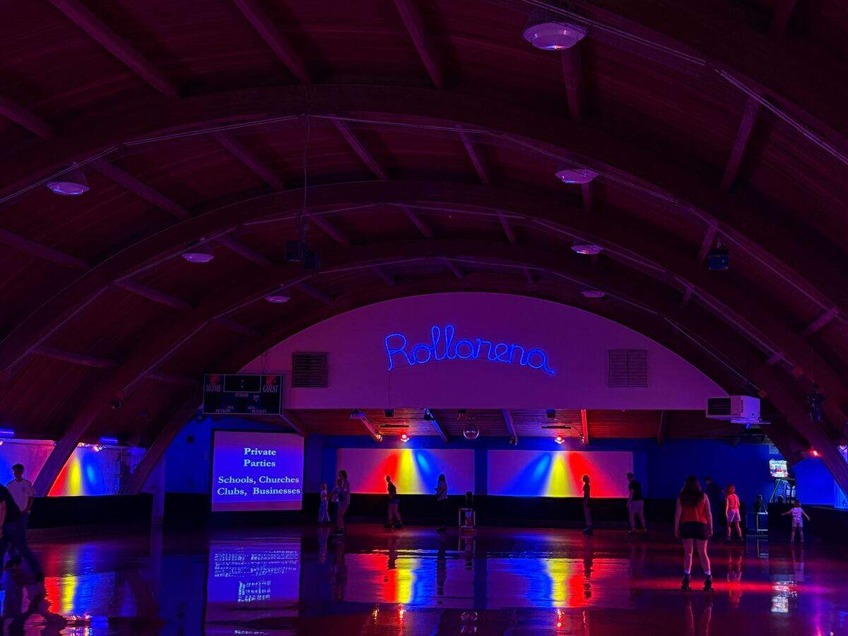 Skaters at the Rollarena in Richland on Friday, June 12. The roller skating rink on Stevens Drive has been family owned and operated for three generations across more than 70 years. It’s distinctive barrel roof creates a unique ceiling.