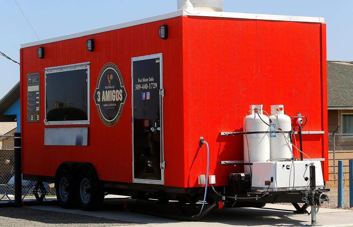 Taqueria Los 3 Amigos food trailer, owned by partners Whitney Garcia and Christy Ortiz, is the second tenant of the new Edison Street Food par in Kennewick.
