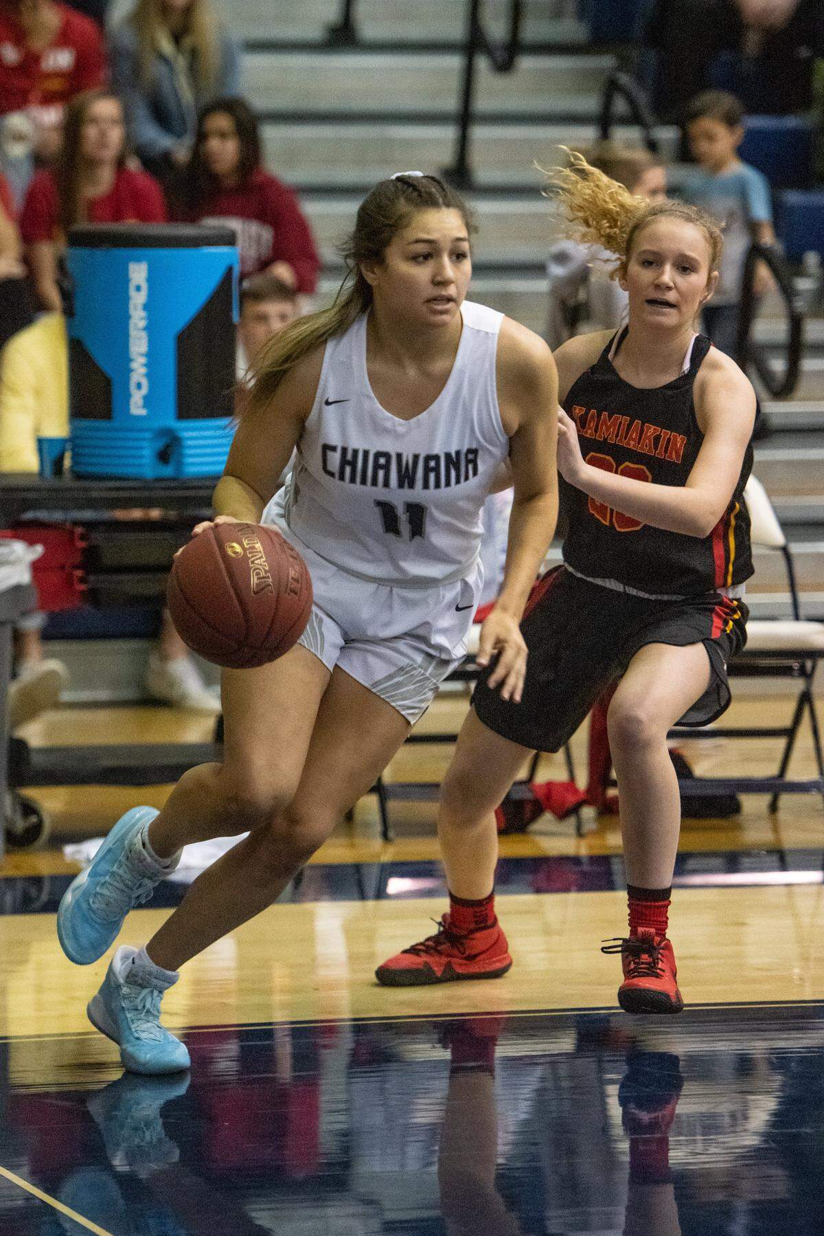 Chiawana standout Talia VonOelhoffen takes a shot against Kamiakin High.