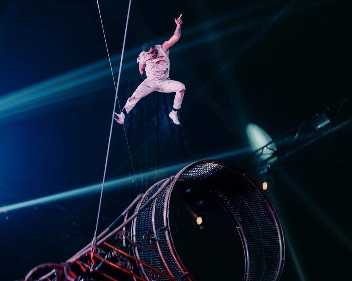 The Wheel of Death is the grand finale of Paranormal Cirque performances.