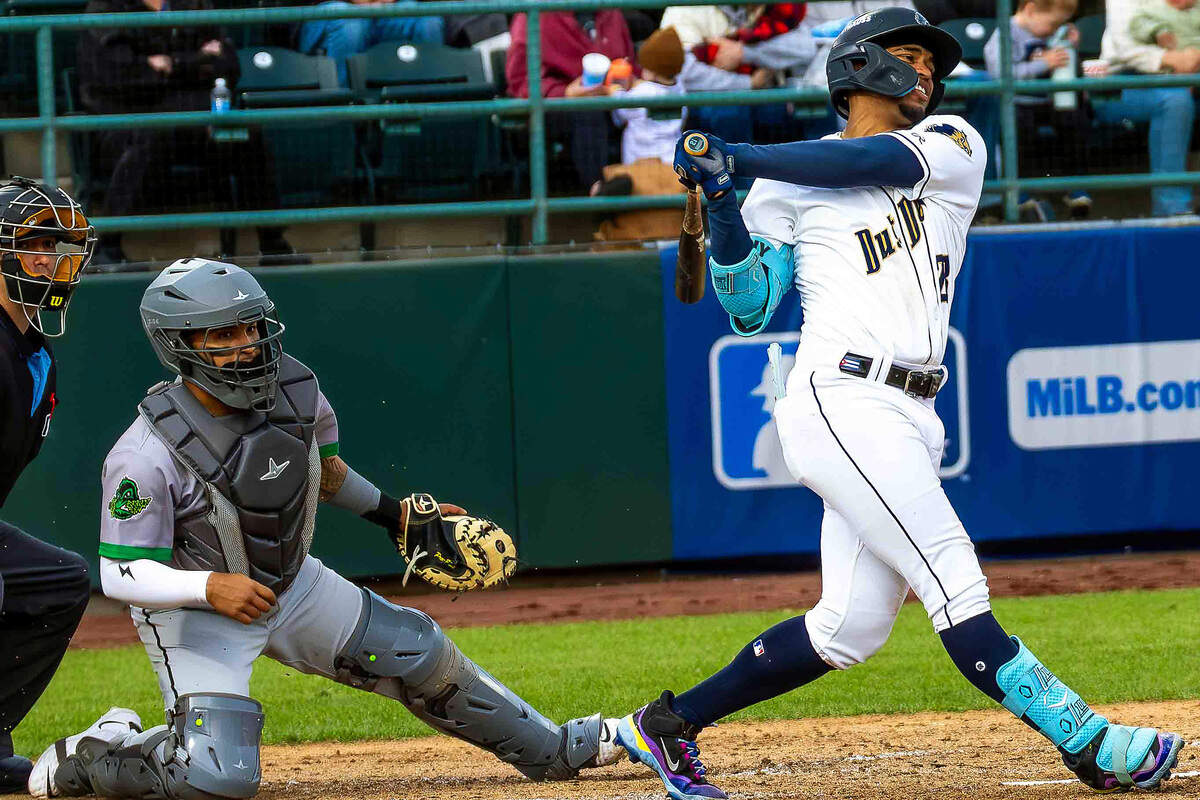 Tri-City Dust Devils outfielder Anthony Scull follows through on a swing during a game earlier this season at Gesa Stadium in Pasco. Scull leads the Dust Devils with 11 home runs as Tri-City carries an eight-game winning streak into a six-game road series at Hillsboro.