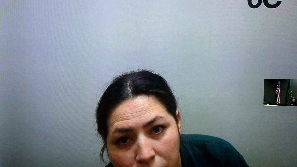 Rosalina Guzman, mother of murder suspect Felipe Manjares, 19, appearred via video link  in Benton County Superior Court in Kennewick.