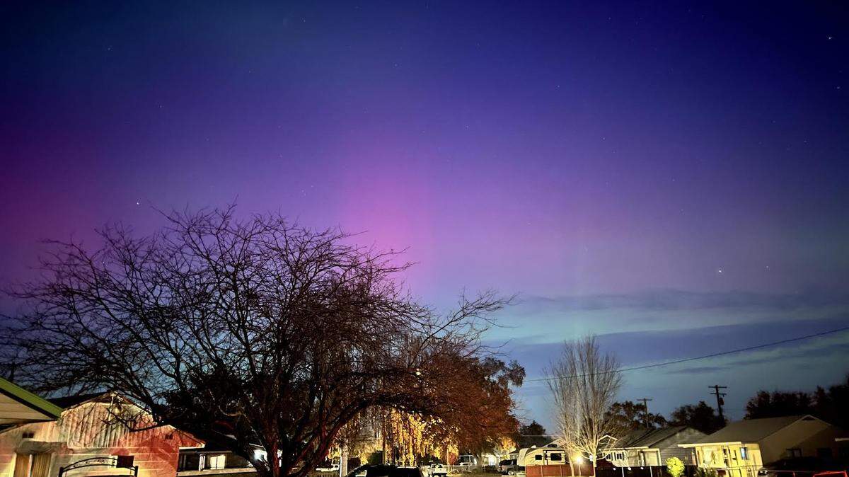 April Muller took this photo of the northern lights as seen from her central Richland home Tuesday.