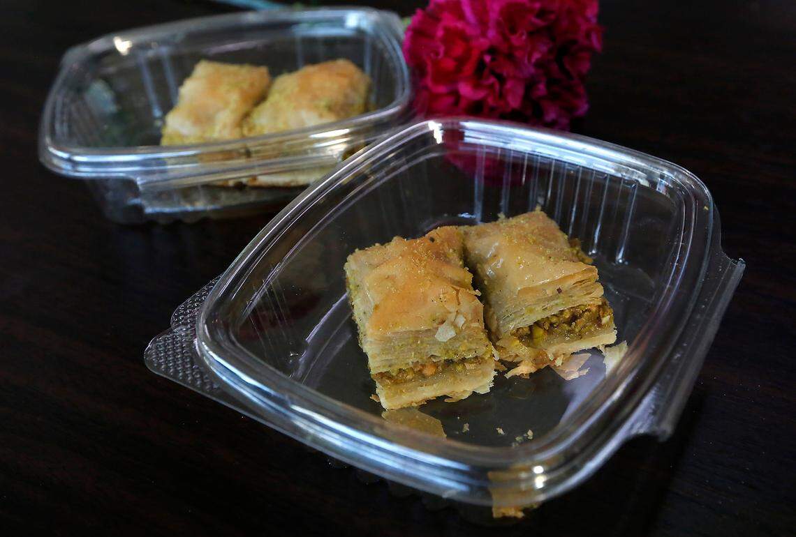 Baklava is one of the desserts made fresh at the new Somer Bakery which recently opened at 5601 W. Clearwater Ave. in Kennewick. A menu posted on the bakery’s wall lists the types middle eastern breads, pastries and desserts sold at the business.
