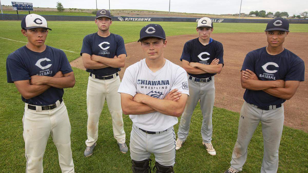 Chiawana baseball’s leadership team of (from left) Marco Romero, Nick Bonnington, Riley Cissne, Collin Favor and Braden Childs have the Riverhawks ready for the state playoffs, which begin Saturday.