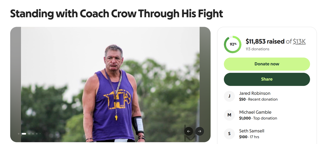 A GoFundMe was created to support a Hanford High School coach who became seriously ill earlier this month.