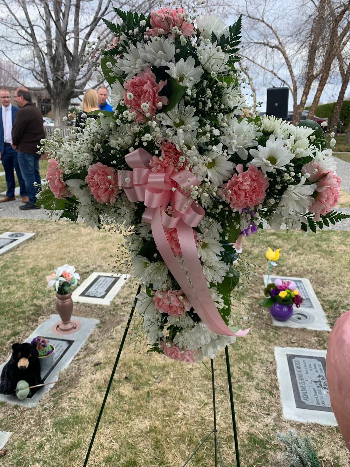 Floral arrangement for Baby Girl Doe in the Sunset Memorial Gardens’ Our Little Lambs section. 