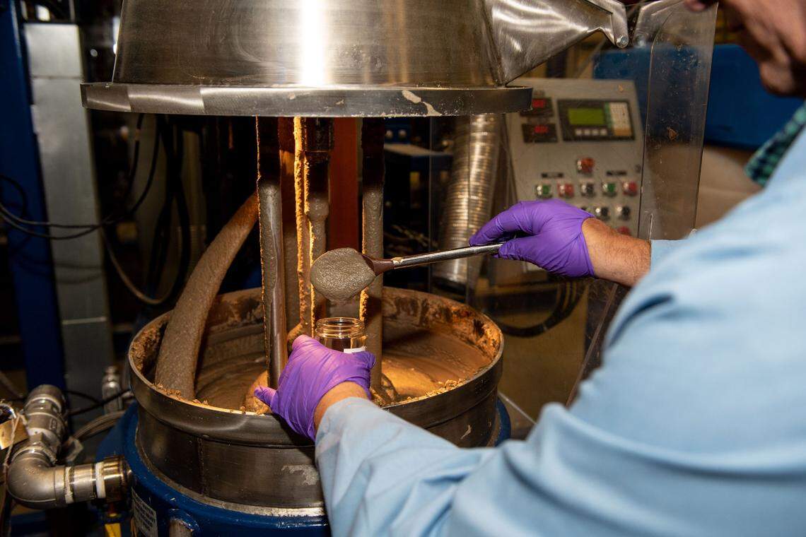 PNNL researchers are exploring how to cost-effectively turn mush like this into biofuel. As part of their efforts to scale up production and gain the efficiencies needed for wide-scale adoption, they have tested a variety of potential feedstocks including spent grain from a local brewery, shown here, as well as cafeteria wastes and kitchen scraps.
