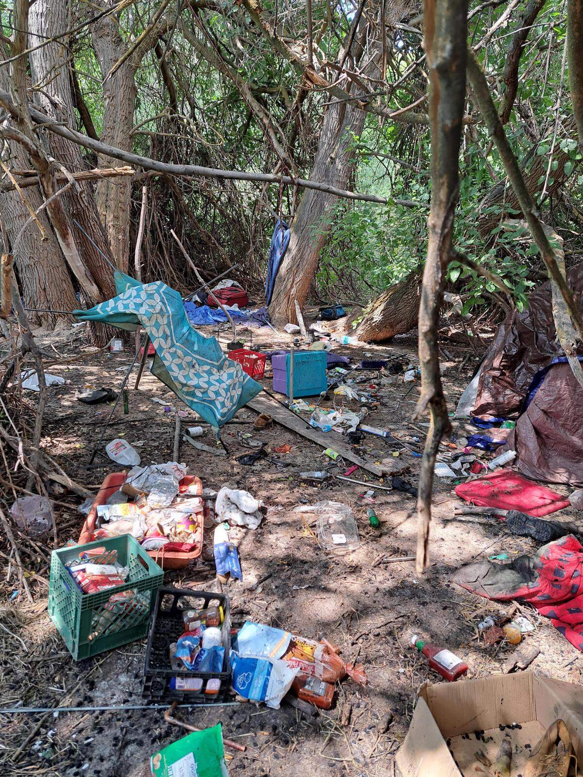 A Richland resident flagged a recent homeless encampment at Chamna Natural Preserve in July. The city is considering restoring its anti-camping rules following a June Supreme Court opinion that criminal penalties do no violate Eighth Amendment protections against cruel and unusual punishment.