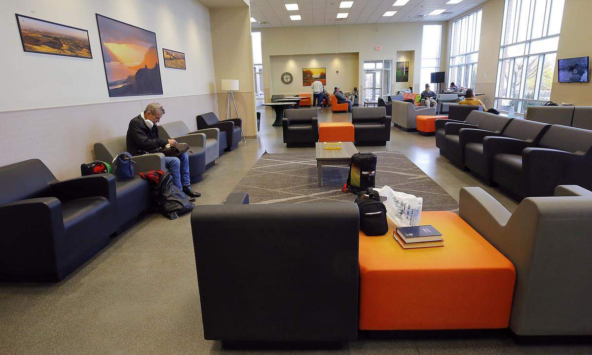 Clients in the dayroom of The Tri-City Union Gospel Mission men's shelter is at 221 S. 4th Ave. in Pasco.