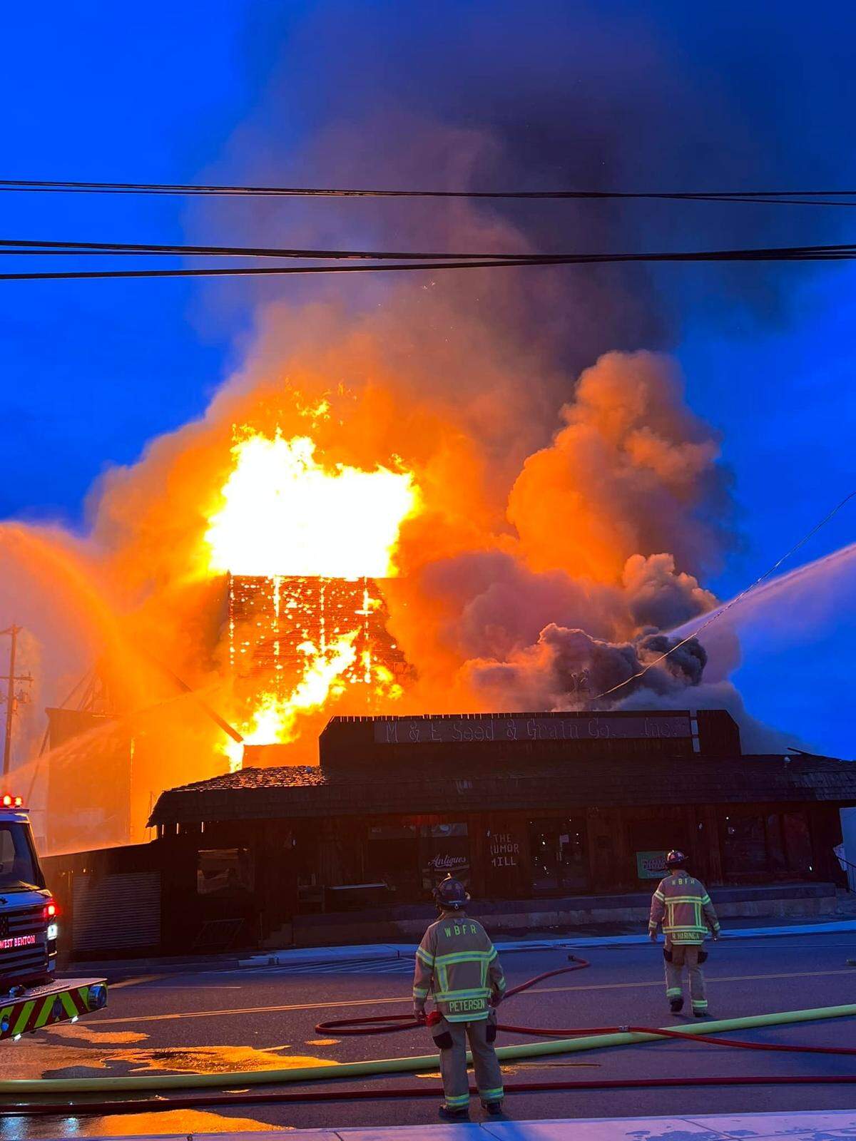 Fire crews from around the Lower Yakima Valley battled the Prosser grain elevator fire all night.