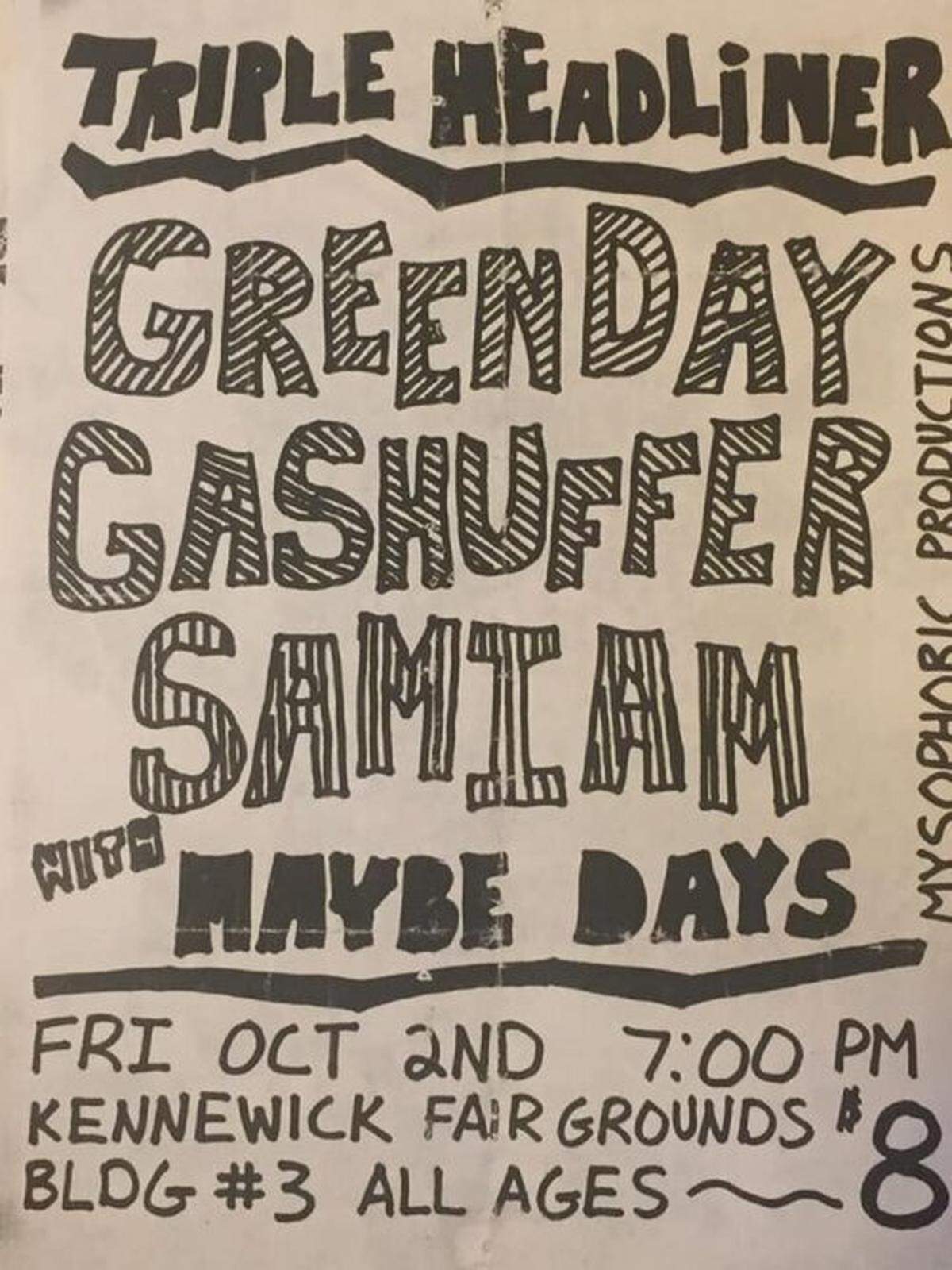 California punk rock outfit Green Day played two shows in the Tri-Cities in 1992 and 1994.