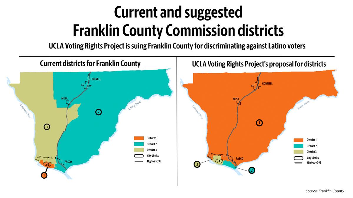 An illustration of Franklin County shows boundaries based on current and proposed redistricting lines.