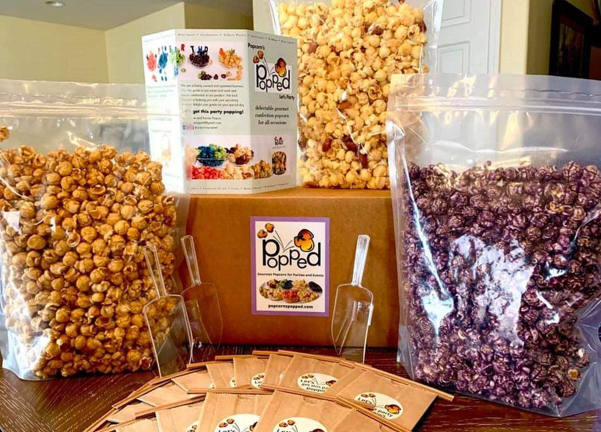 Popped’s signature Party in a Box comes with bulk Killian Korn and individual bags to customize to pass out for Valentine’s Day.