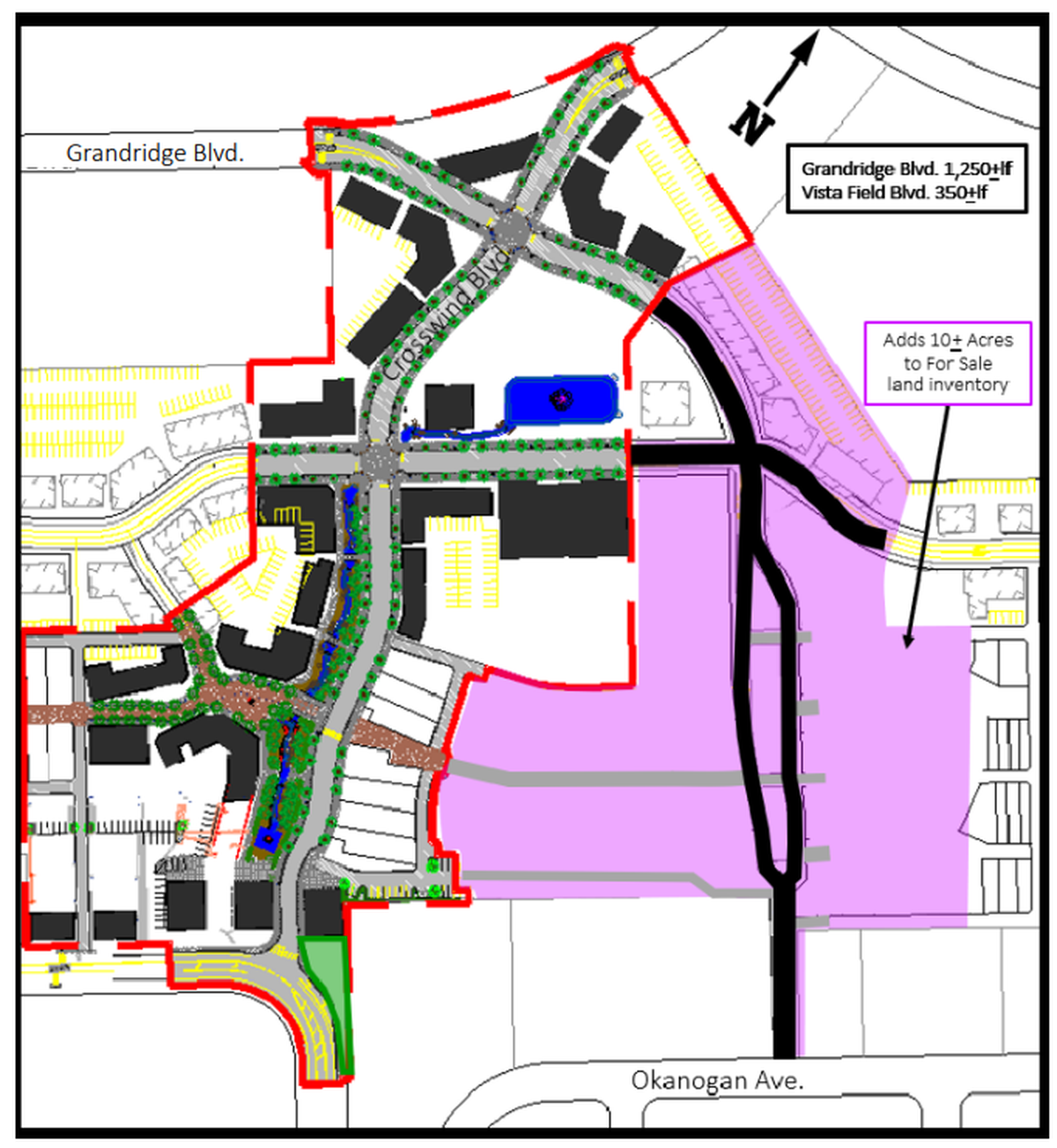 Extending Grandridge Boulevard at Vista Field is being considered if a deal for a new high end multifamily housing development is reached by the Port of Kennewick.