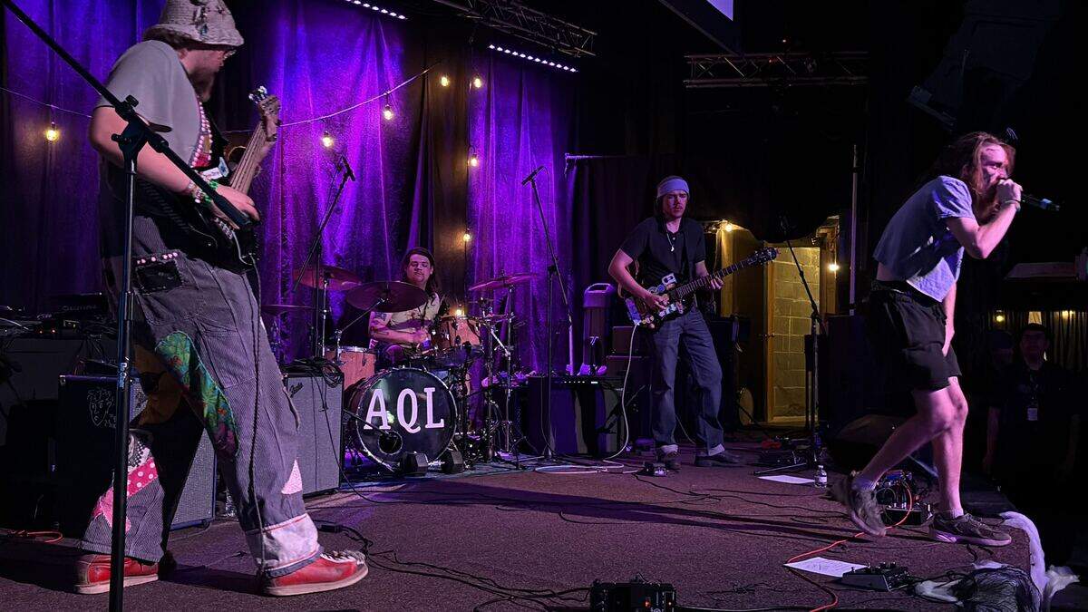 Benton City punk band The Velvet Helmets on stage at the PUNKS WEAR BLXCK event at the Uptown Theatre in Richland on June 6. The band was nominated to the lineup by the Tri-Cities music scene.