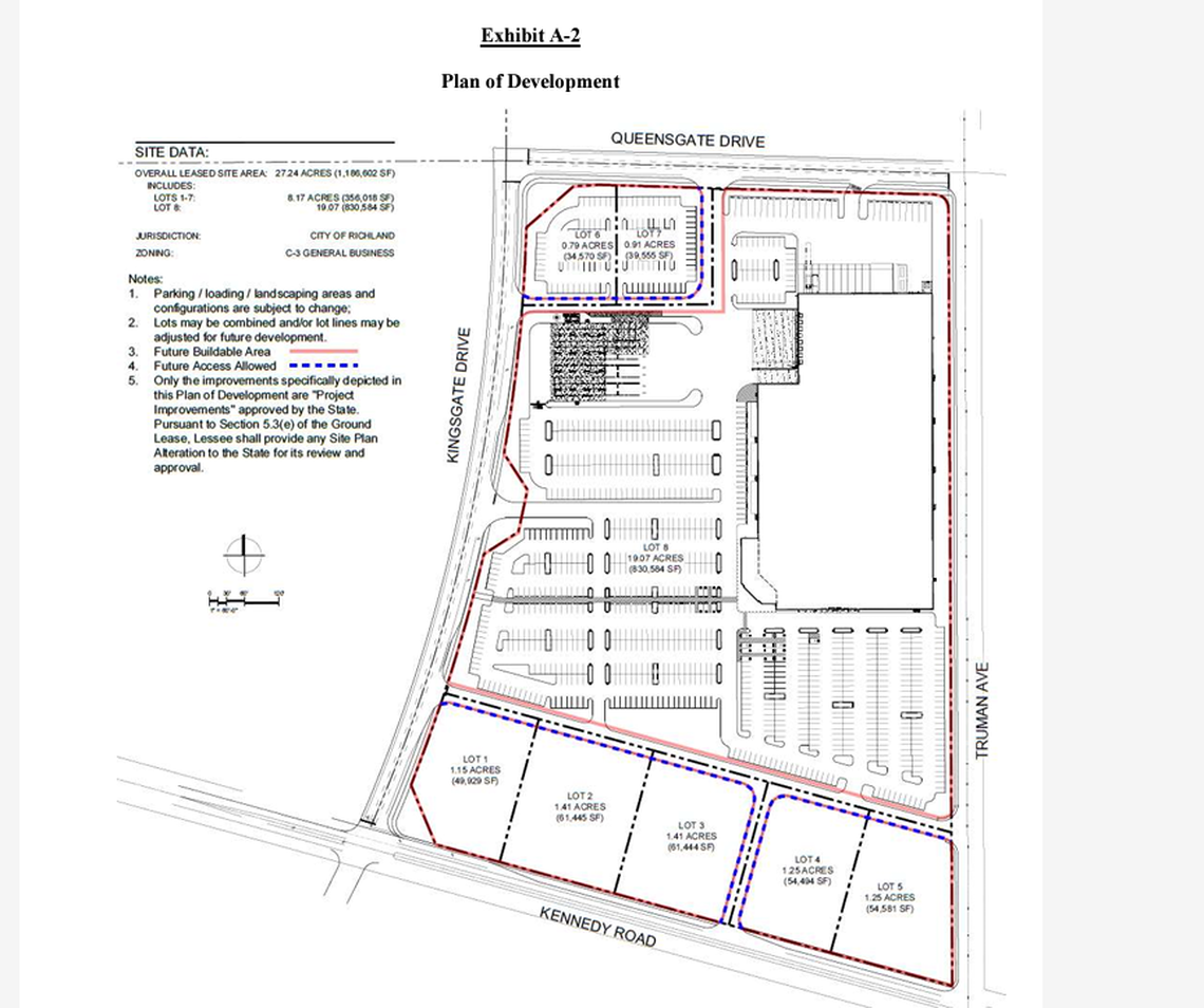 Costco Wholesale Co. will build its second Tri-Cities store near Truman Avenue. Seven sites along the future Queensgate Drive and on Kennedy Road will be marketed to additional businesses.