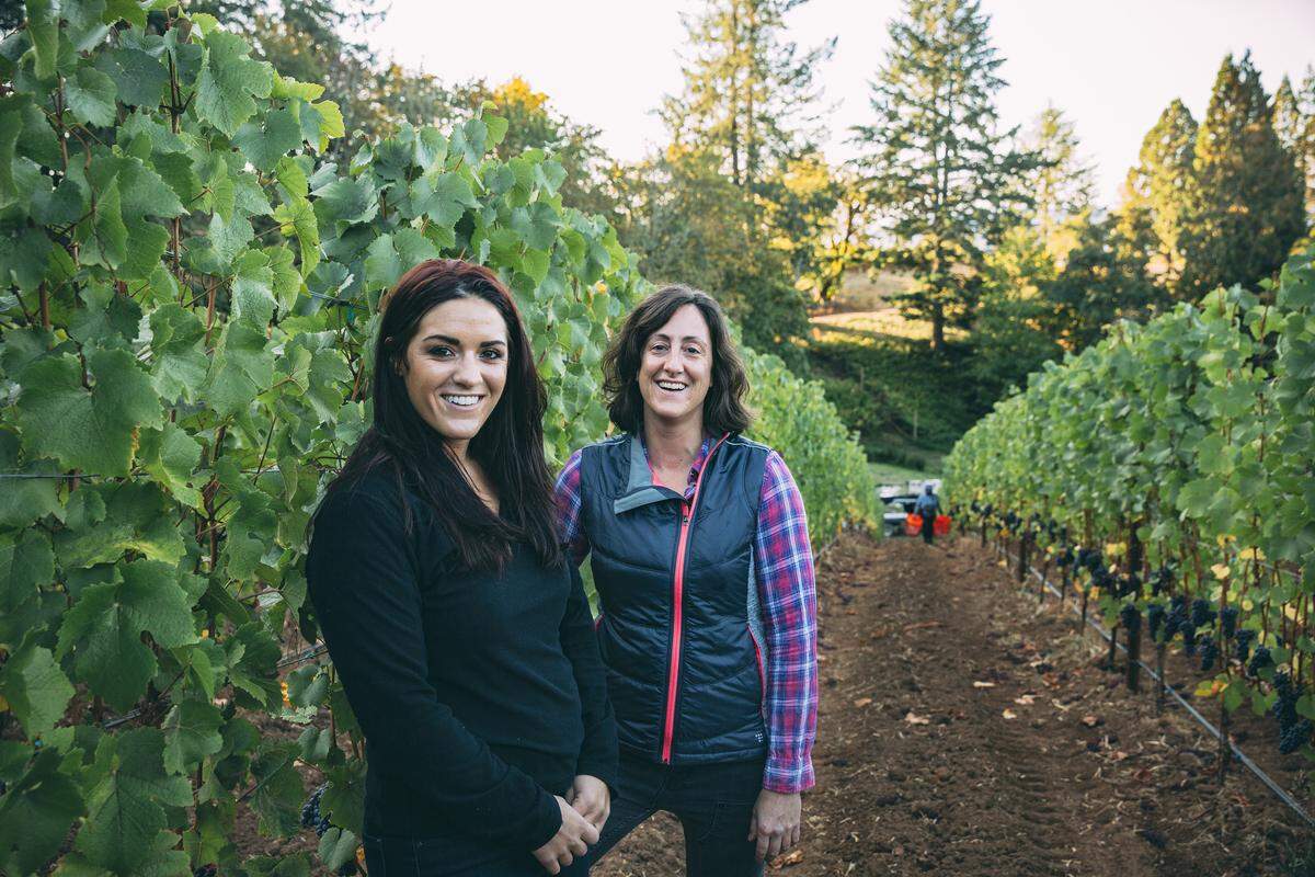 Vineyard manager Kelli Gregory and winemaker Gina Hennen are leading historic Adelsheim Vineyard in Newberg, Ore.