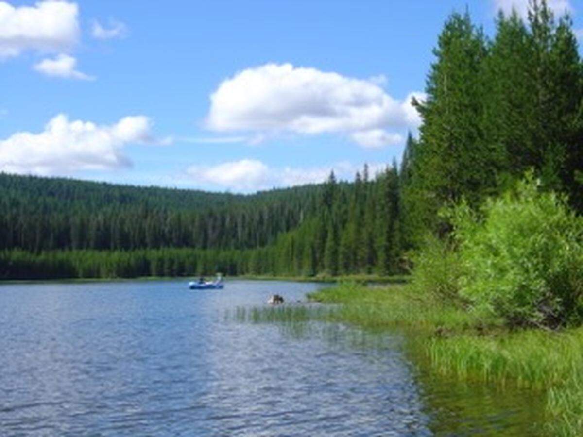 A well-maintained trail leads around northeastern Oregon’s Jubilee Lake, providing access to hikers and anglers who seek solitude in a forested setting.