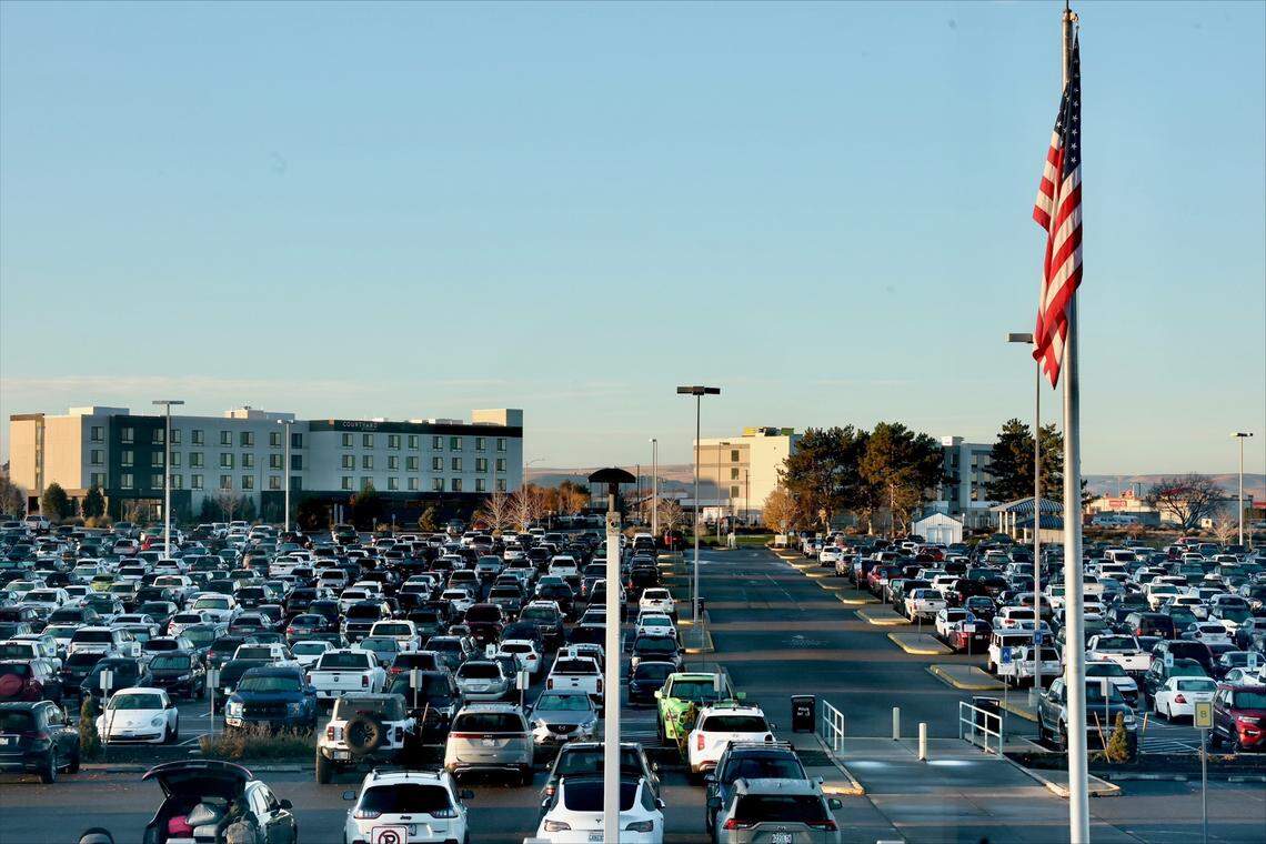 Parking spots at the Tri-Cities Airport are tight this time of year.