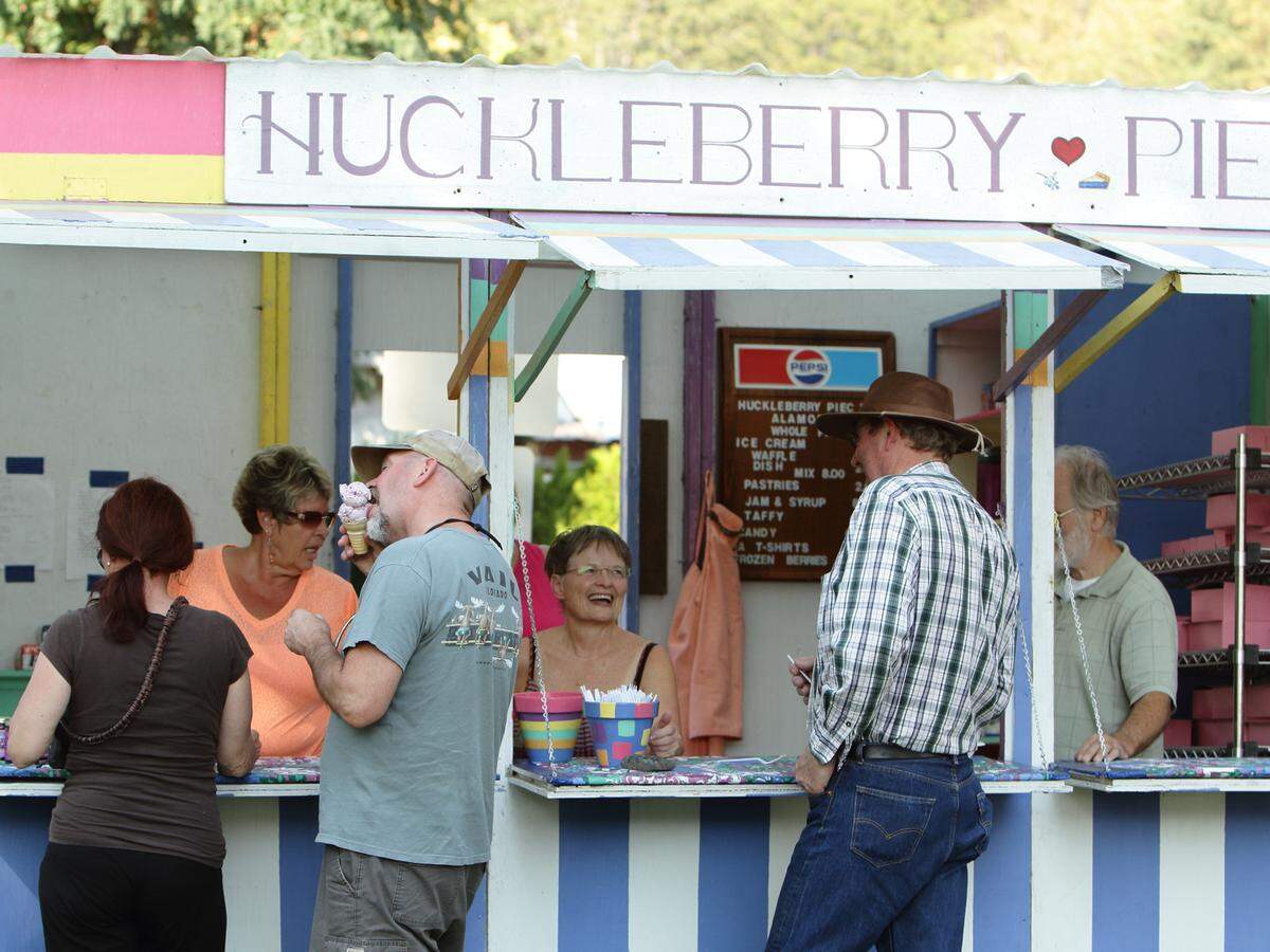 Stand offering huckleberry pies at the Huckleberry Festival in Bingen, Wash.