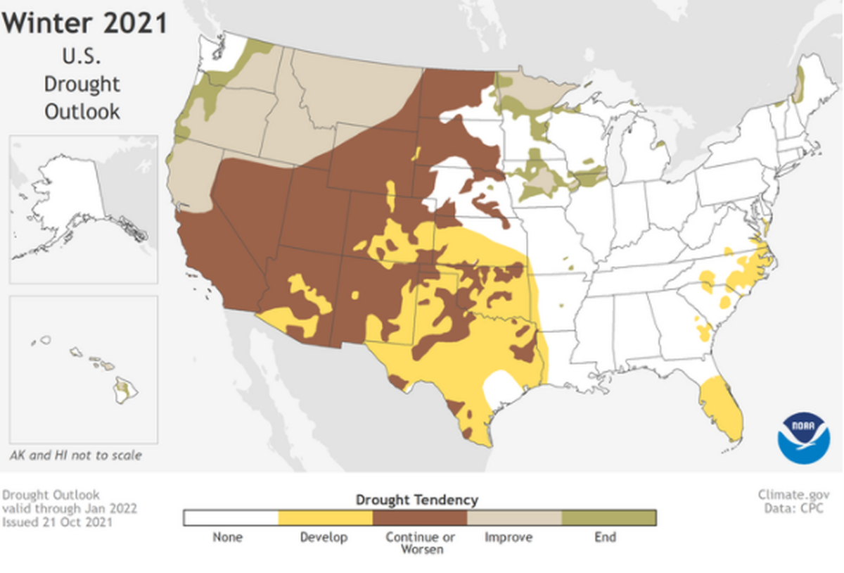 The drought could end this winter in the Cascade Mountains of Washington and the severity of the drought in the Tri-Cities could lessen.