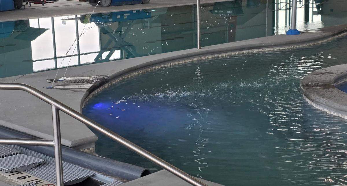 Crews are putting the final touches on the interior of the Pasco Aquatic Center.