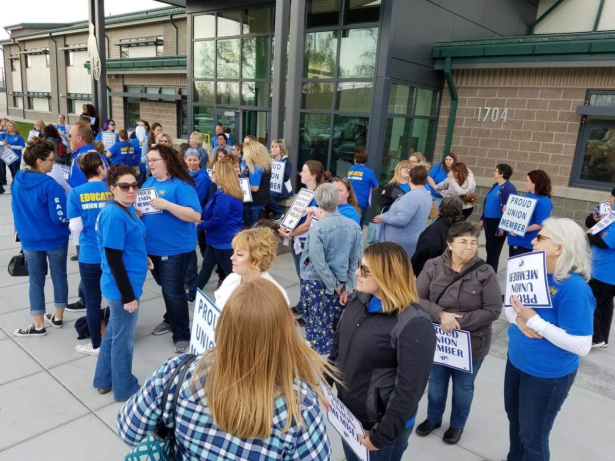Support for paraeducators was evident prior to Tuesday night’s Richland School Board meeting.