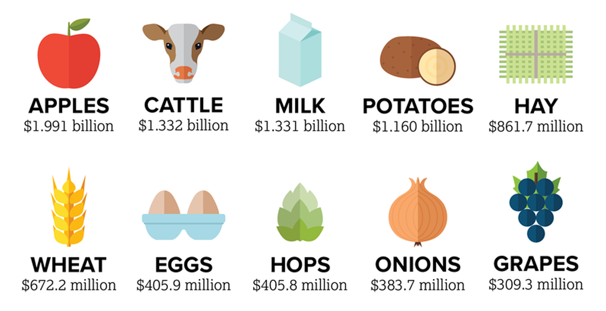 Washington state’s top 10 agriculture and food exports for 2023.