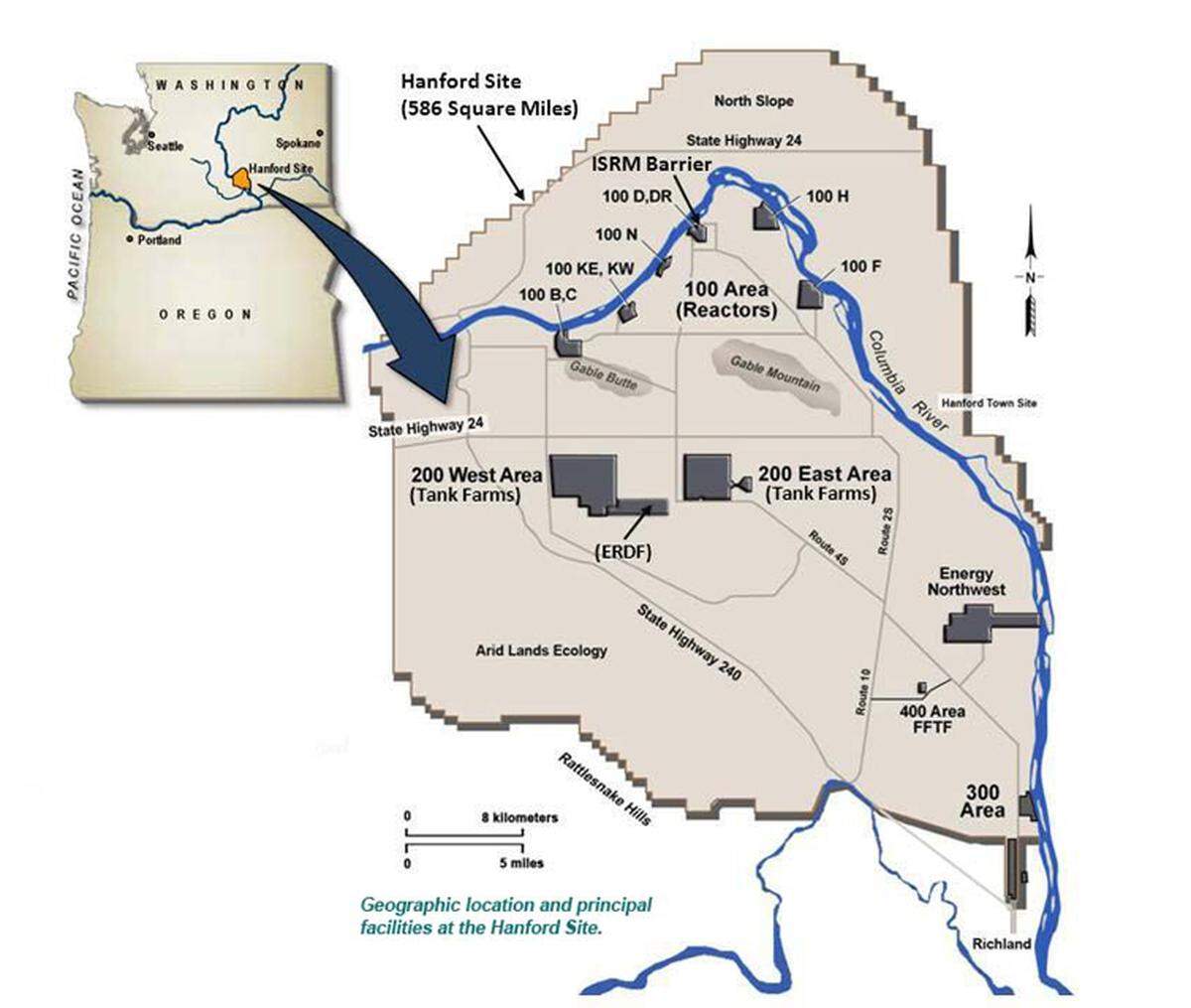 The 580-square-mile Hanford nuclear reservation in eastern Washington state was once used to produce plutonium for the nation’s nuclear weapons program.