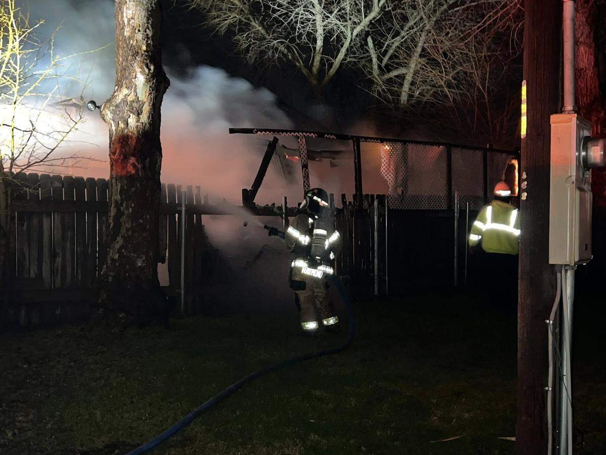 A mobile home on Bernath Road in Finley was destroyed and another nearby was damaged in a fire early Sunday morning. A fence built near the destroyed home made accessing the fire difficult.