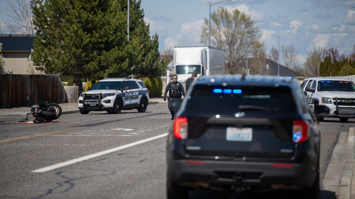 One person is dead after a motorcycle struck an SUV near the intersection of Bombing Range Road and Mt. Adams View Drive in West Richland on Friday.