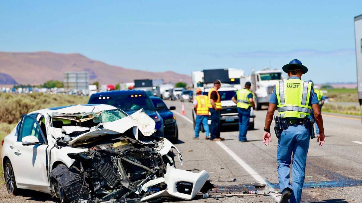 A multi-vehicle collision caused eastbound traffic to back up on Interstate 82 near Benton City on Tuesday morning.