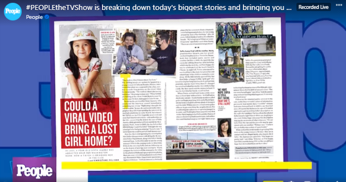 People magazine and People TV published a story this week about the 2003 abduction of Sofia Juarez from Kennewick after a Mexican viral TikTok video may help solve the girl’s disappearance.