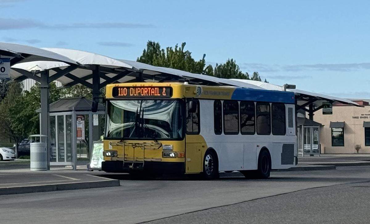 A Ben Franklin Transit bus between boardings.