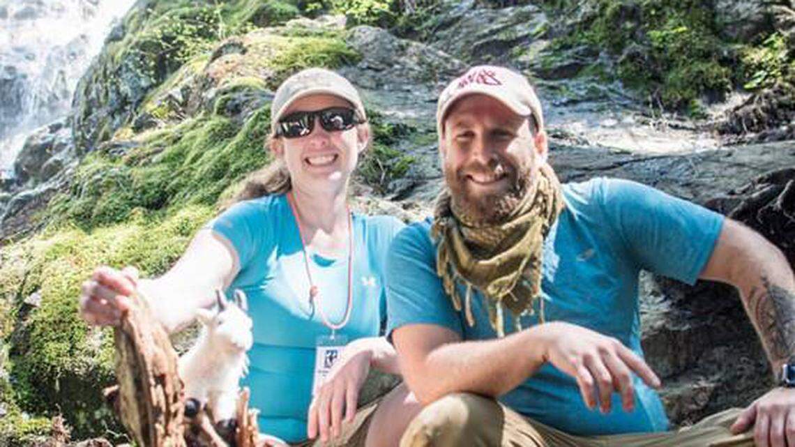 Katja Hurt and Stephen Kornbluth in happier times. He died in a fall in 2018 at Mount Rainier.