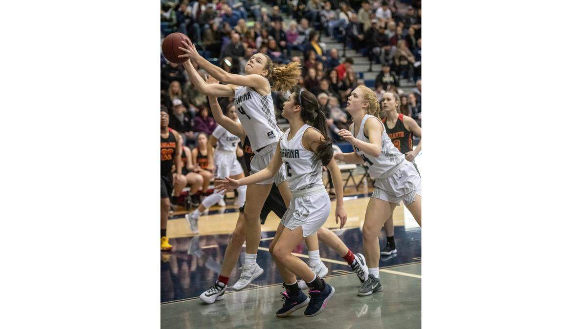 Brooke Thorne (#4), Alyssa Agundis (#2) and Kylie Thorne (#24) of Chiawana make a powerful triple-threat headed into the state tournament.