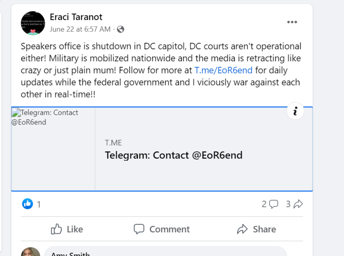 Taranto had directed followers to his Telegram account for “daily updates while the Federal Government and I viciously war at each other in real-time.: