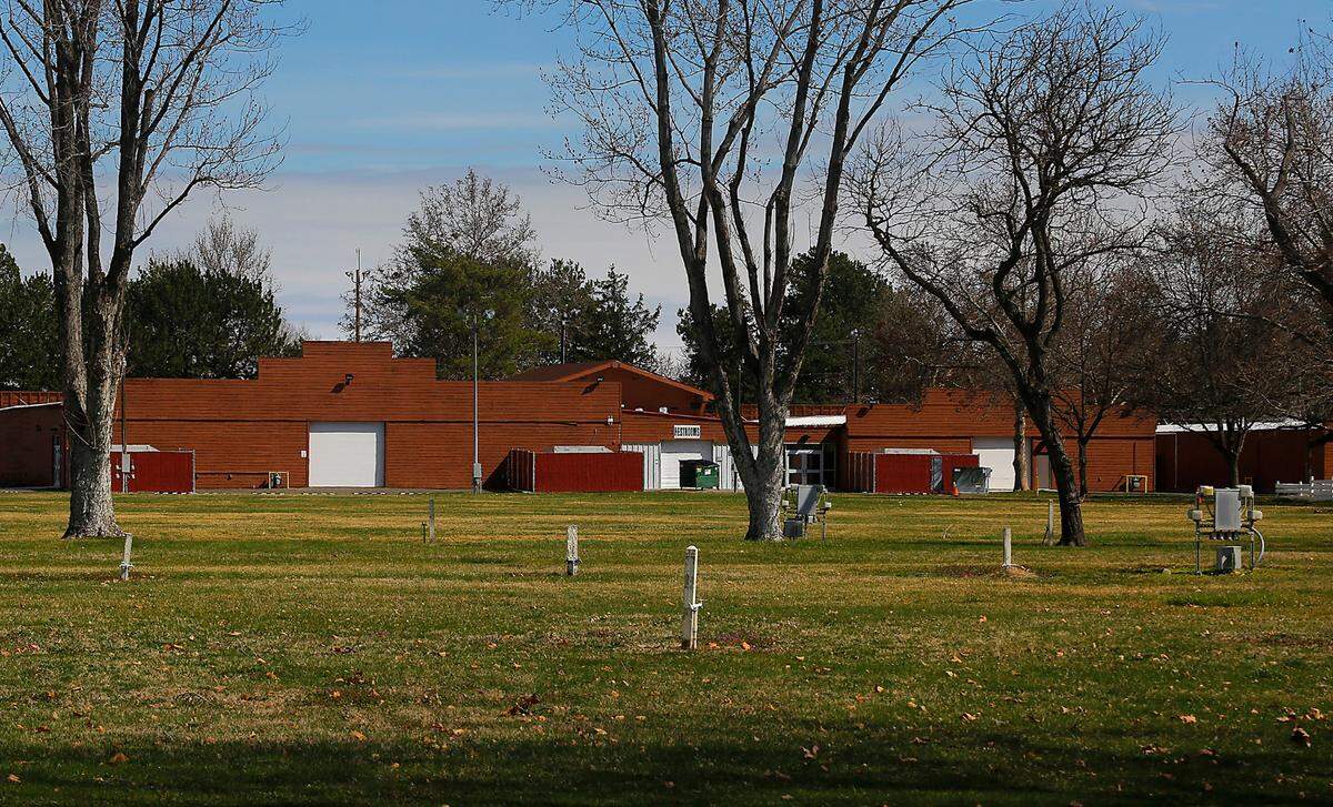 The open grassy area behind buildings 2 and 3 at the Benton County Fairgrounds is where a proposed event center would be constructed in Kennewick.